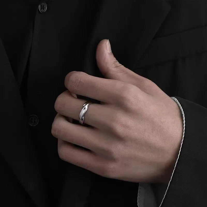 Ring For Men Simple Metal Twist Wide Index Rings Personality Punk Opening Rings Jewelry Gifts For Unisex 2024