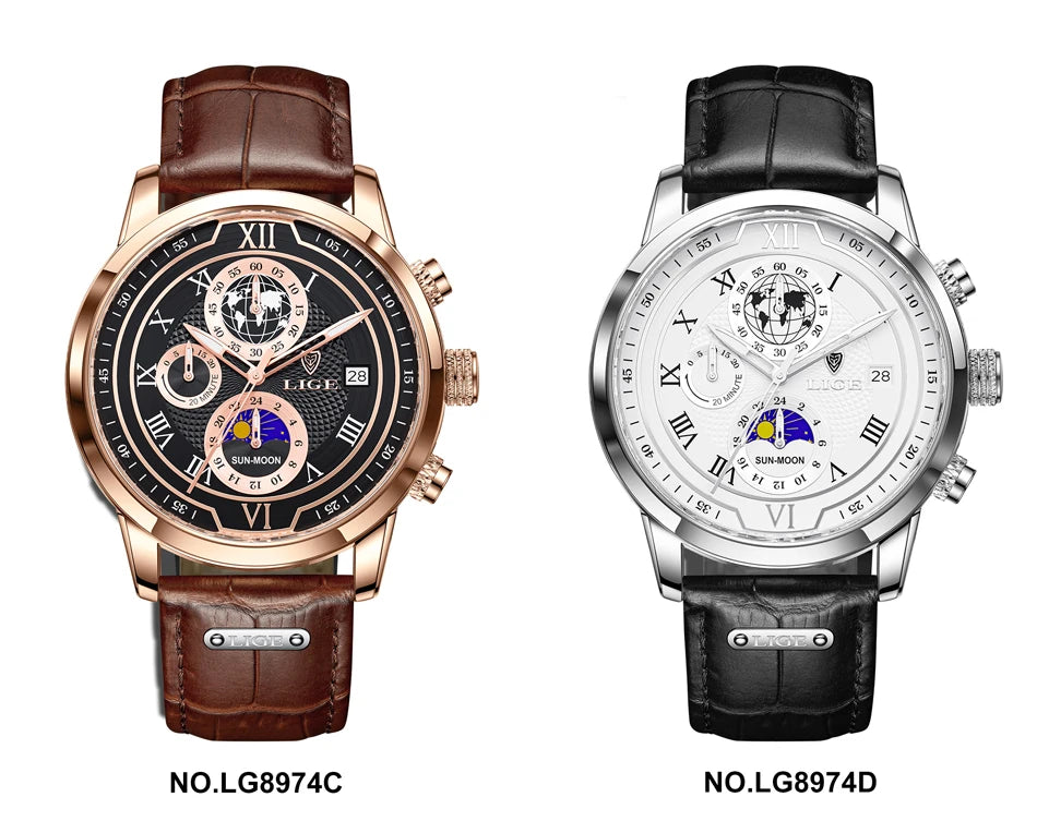 LIGE Top Brand Luxury Watch for Men Business Casual Men's Watches Wristwatch Man Quartz Chronograph Waterproof Watches Clock New