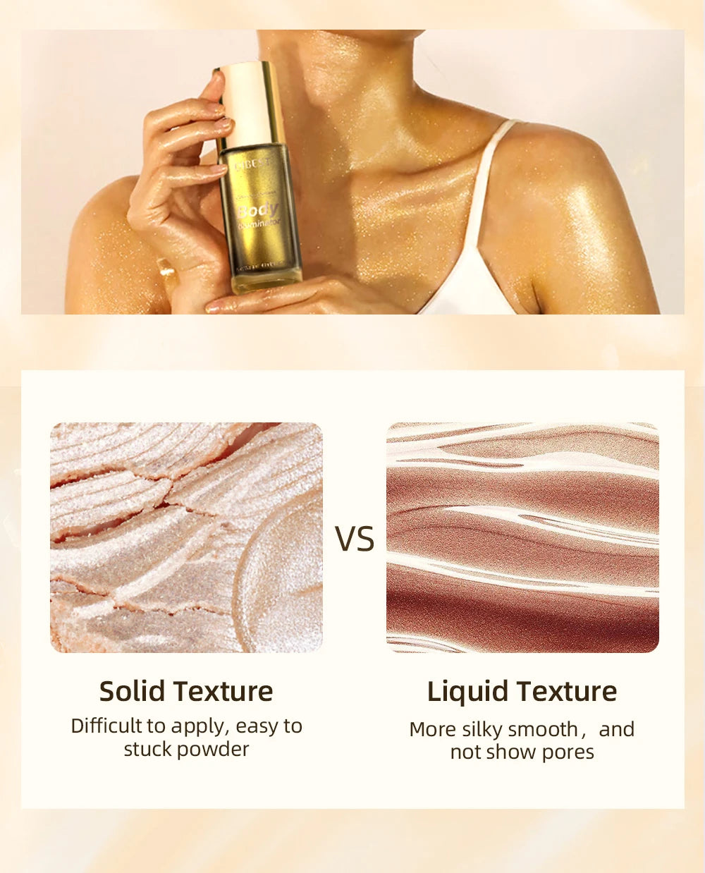 QIBEST 5 Colors Body Face Liquid Highlighter Glitter Makeup Glow Face Contour Shimmer Illuminator Ginger Highlight Cosmetics