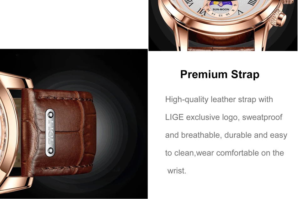 LIGE Top Brand Luxury Watch for Men Business Casual Men's Watches Wristwatch Man Quartz Chronograph Waterproof Watches Clock New