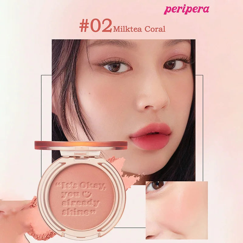 Single Color Blush Palette, Matte Fine Powder Cheek Blush, Non-Cakey, Long-Lasting, Nude Makeup, K-Beauty Cosmetic