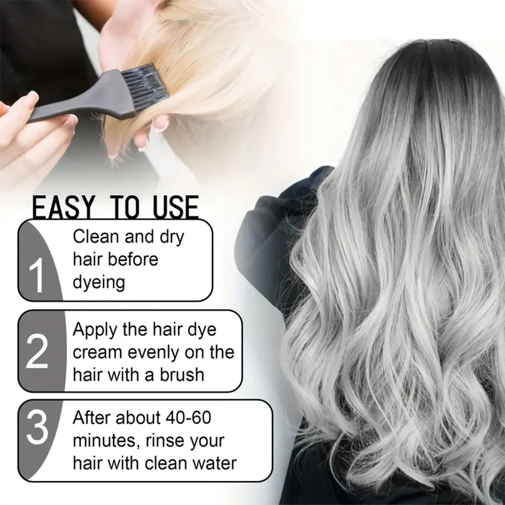 100g Grey Hair Dye Cream Unisex Smoky Punk Style Styling No Damage Quick Coloring Long-Lasting Professional Hairs Dyeing Creams