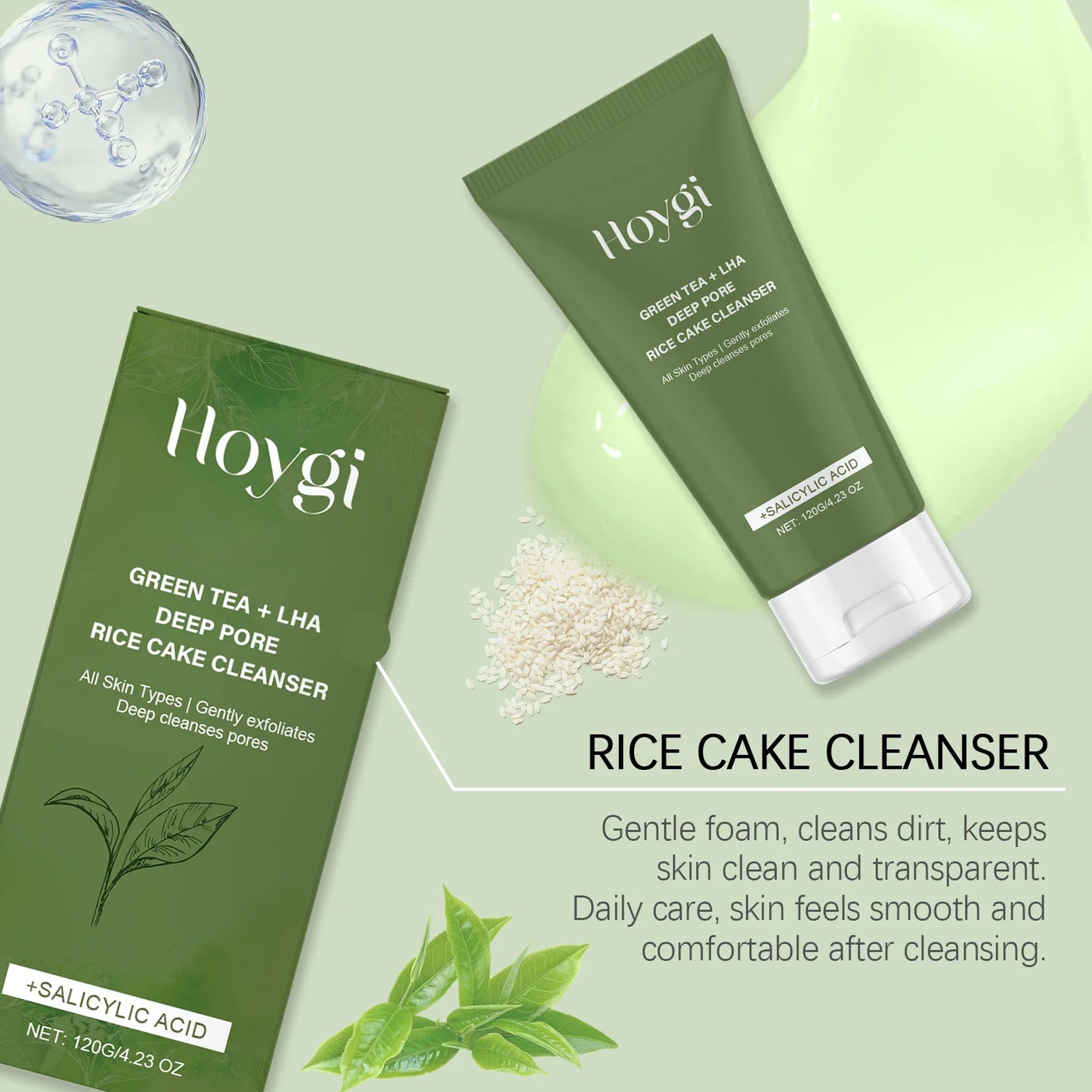 Green Tea Salicylic Acid Facial Cleanser Cleansing Pore Refining Hydrating Blackhead Removal Oil Control Non-Drying Face Wash