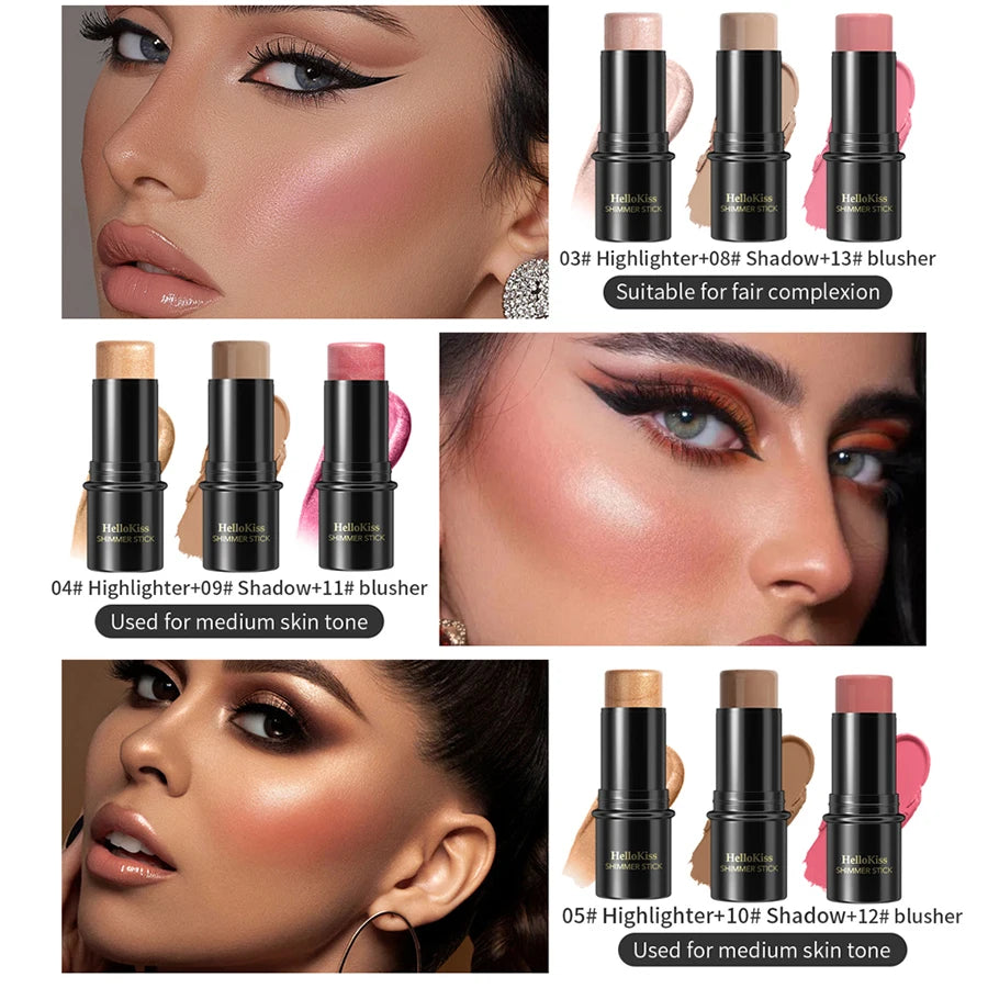 Highlighting Bronzer Stick Face Brightening Blusher Rouge Concealer Long Lasting Corrector 3D Nose Shadow Contouring Cosmetics