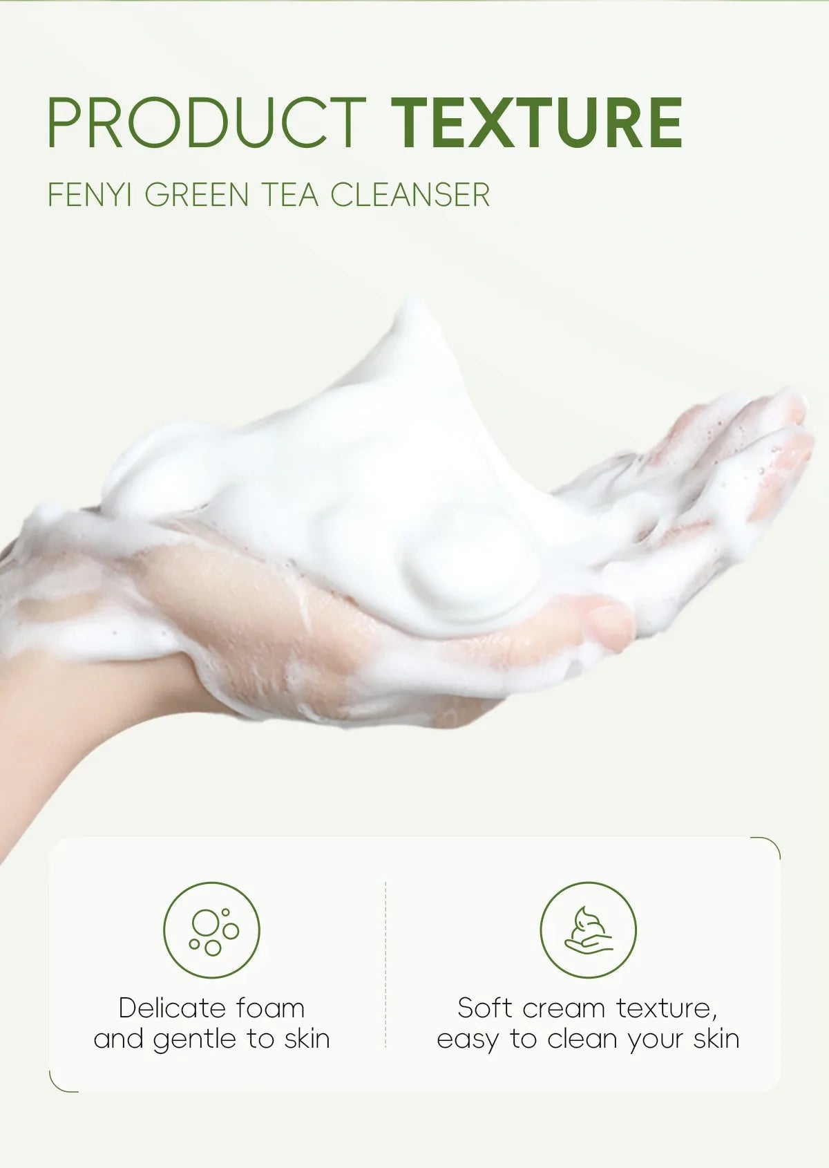 Green Tea Facial Cleanser Skin Deep Cleansing Moisturizing Blackhead Removal Skincare Face Wash Foam Face Cleanser Skin Care