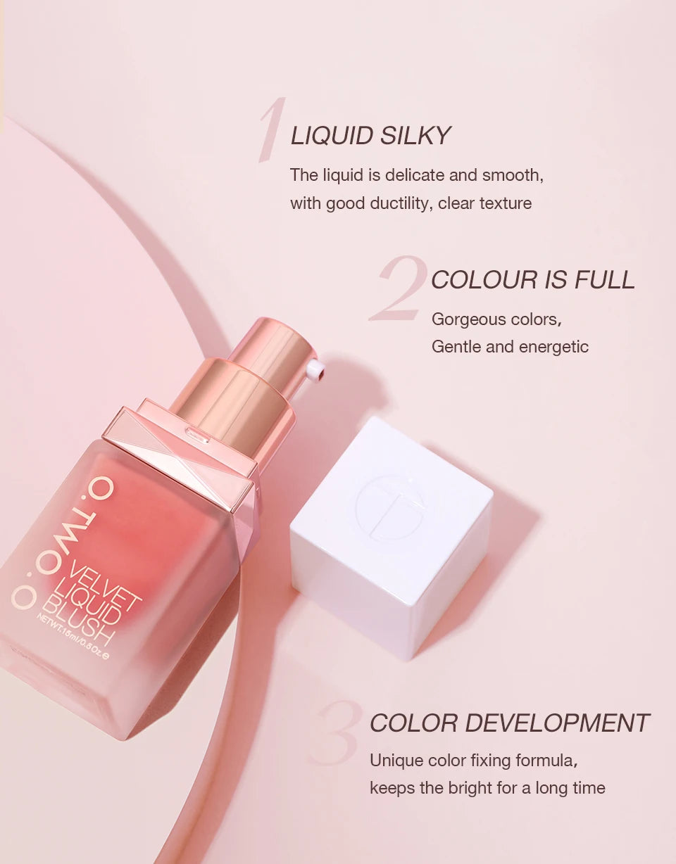 O.TWO.O Liquid Blusher 4 Colors Rose Pink Blush Long Lasting Natural Cheek Face Makeup Blusher High Pigment For Women Cosmetics