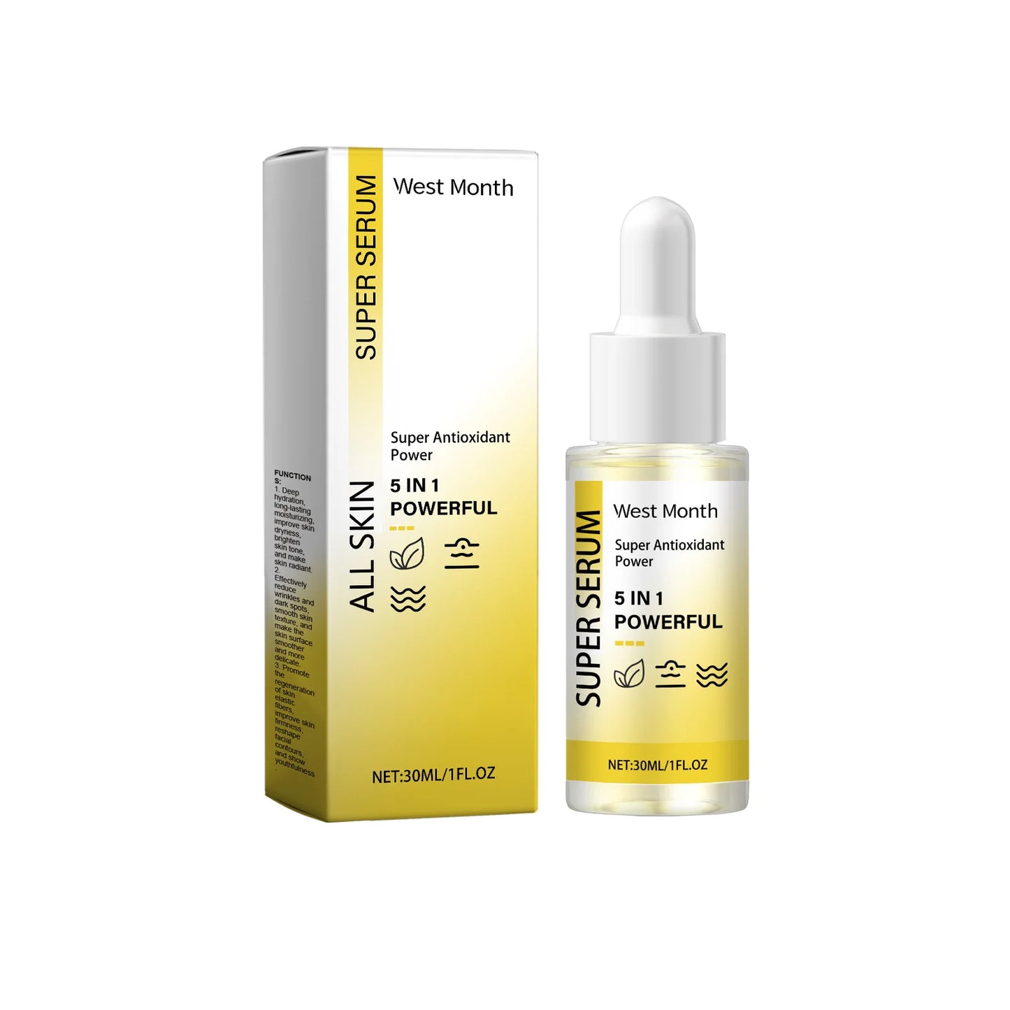 5 In 1 Serum Anti Aging Improve Firmness Remove Wrinkles Hydrating Dryness Brightening Smoothing Fade Dark Spots Facial Essence
