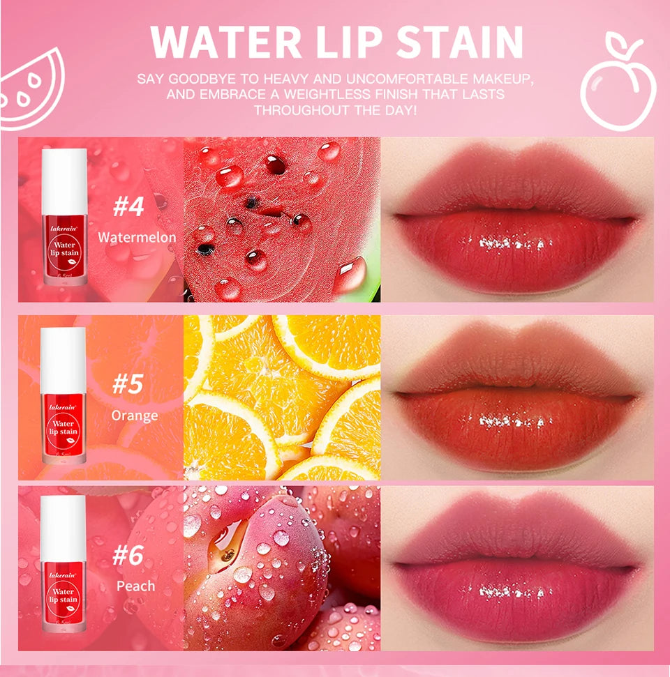 Fruity Water Lip Tin Lip Gloss Moisturizing Lip Glaze Long Lasting Lip Ink Face Lip Dual Purpose Liquid Lipstick Cosmetic Makeup