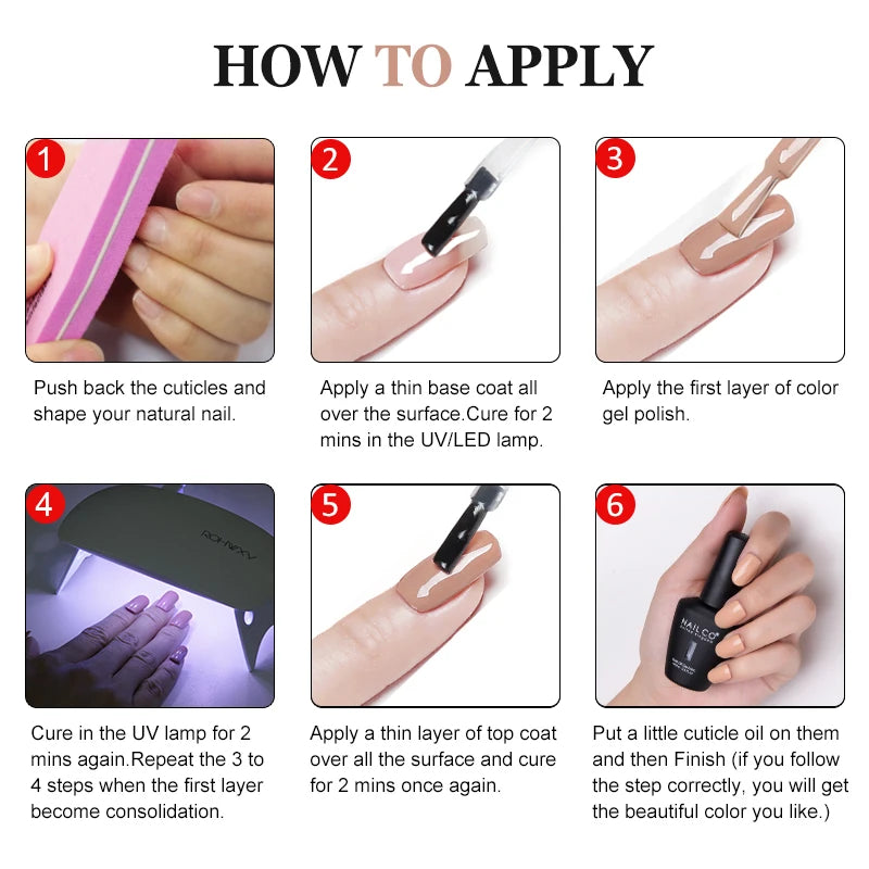 NAILCO 10PCS/Set Gel Nail Polish Gorgeous Full Coverage Semi Permanent Soak Off UV LED Gel Nail Art Base Top Coat Gel Polish Kit