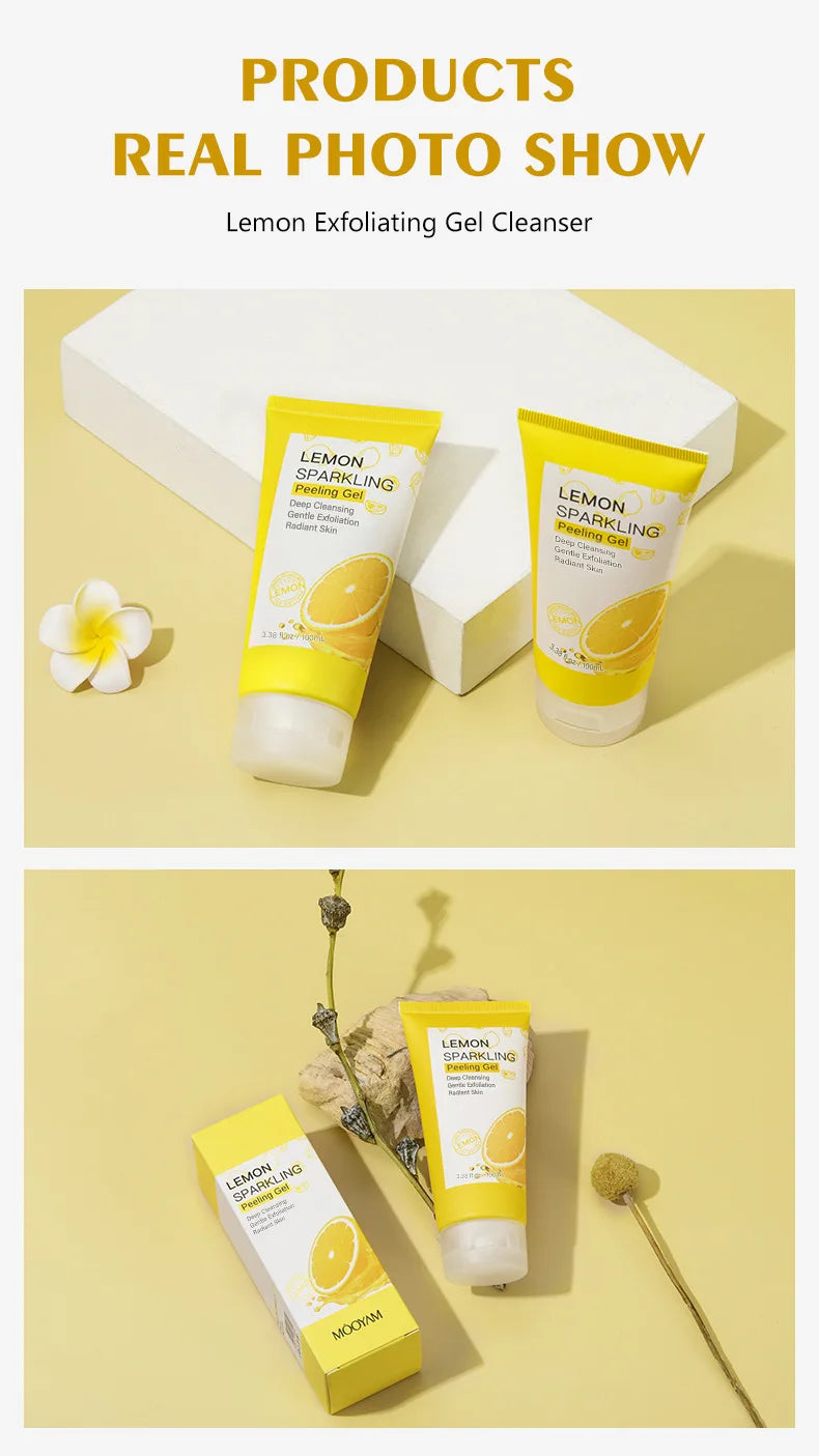 Lemon Face Wash Facial Cleanser Face Exfoliating Gel Moisturizing Remove Dead Skin Blackhead Exfoliator Facial Scrub Exfoliation
