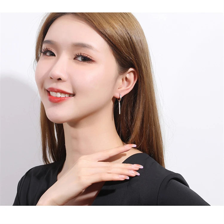 Fashion 925 Sterling Silver earrings For Women Simple Creative Small Stick Ear Buckle Jewelry Lady Anniversary Accessories Gifts