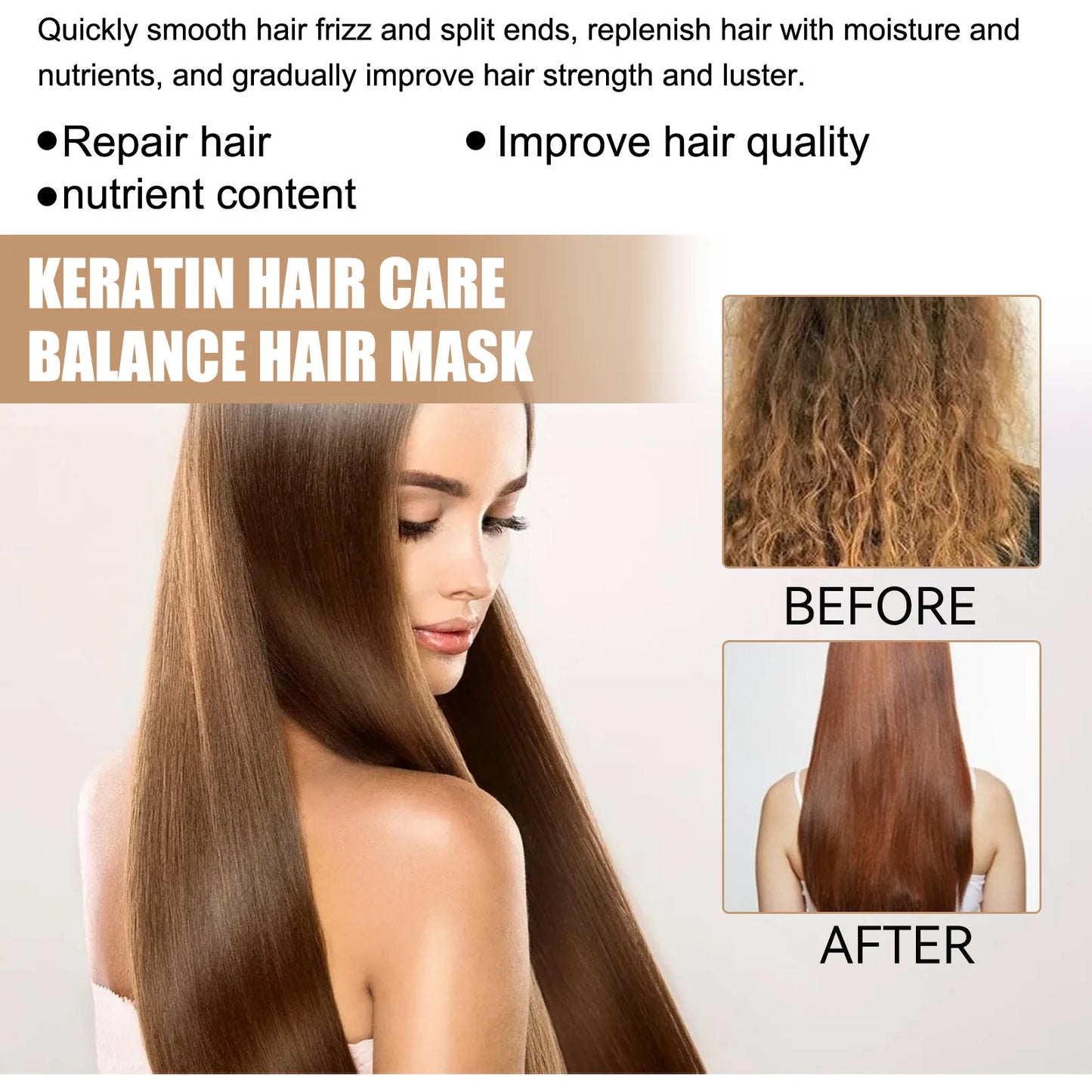EELHOE Keratin Hair Mask Repairing Damaged Frizzy Hairs Straightening Treatment Nourishing Hair Soften Smoothing Care Product