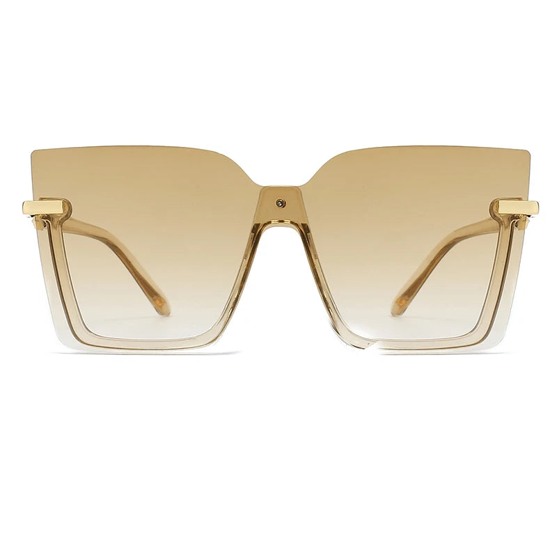 Women Sun Glasses Streetwear Large Frame Eyewear GogglesHollow Out Square One-piece Sunglasses Women MenGlasses