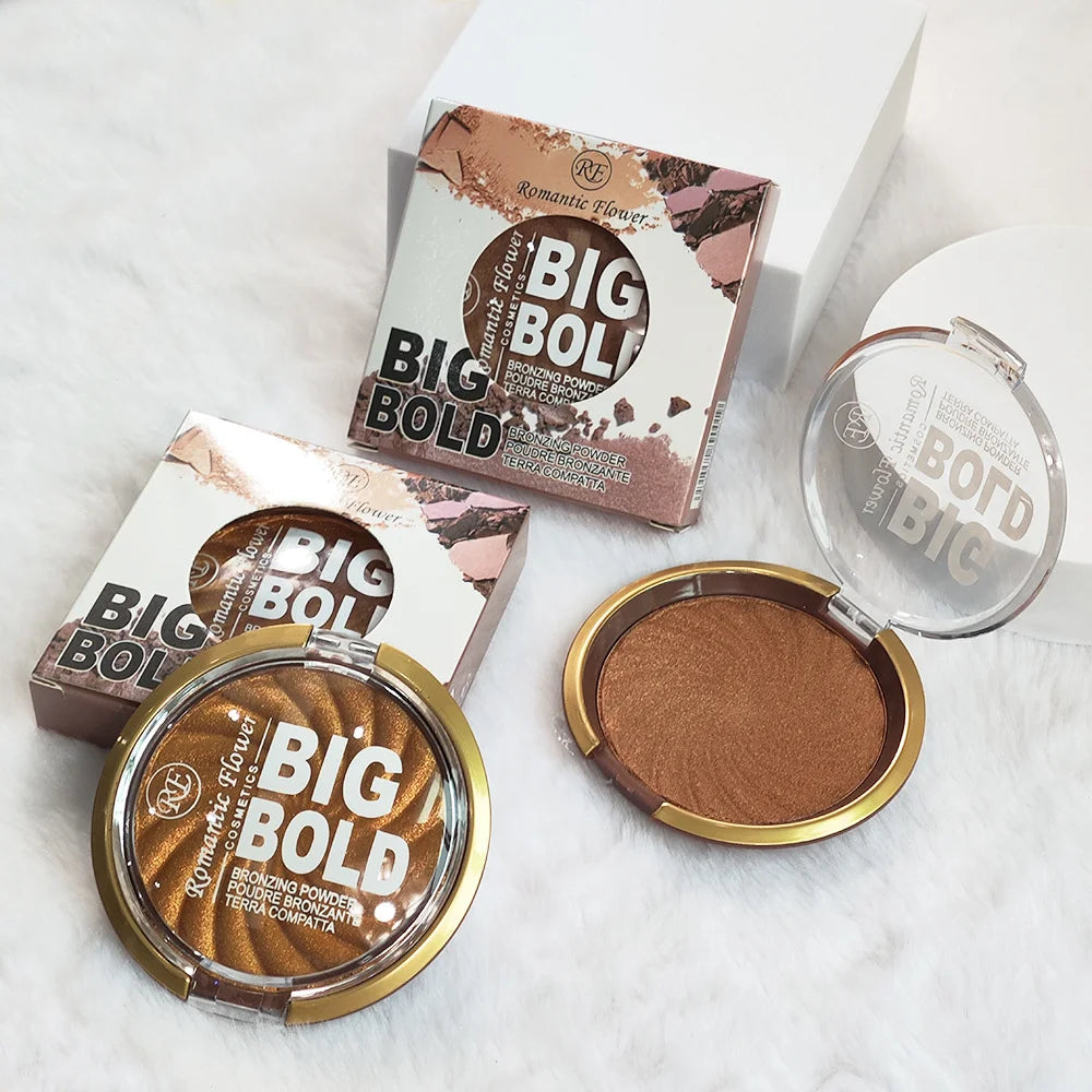 3-color powder brightens the face,bronze color pressed powder, waterproof and high gloss makeup,brightening wheat pearl powder