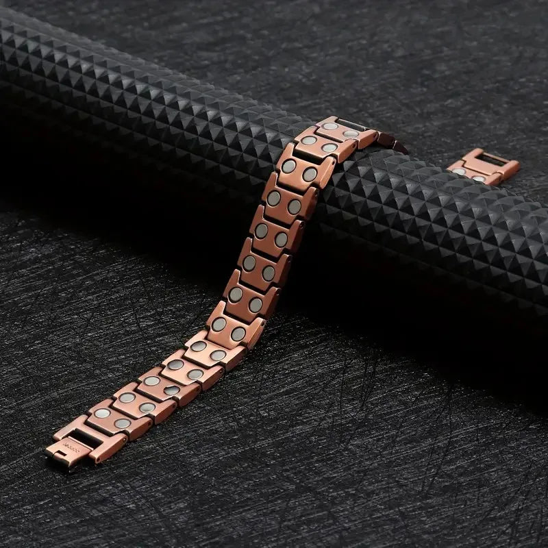 Men's Copper Magnetic Bracelet Elegant 99.99% Solid Copper Bracelets with Double-Row Strong Magnets,Magnetic Jewelry