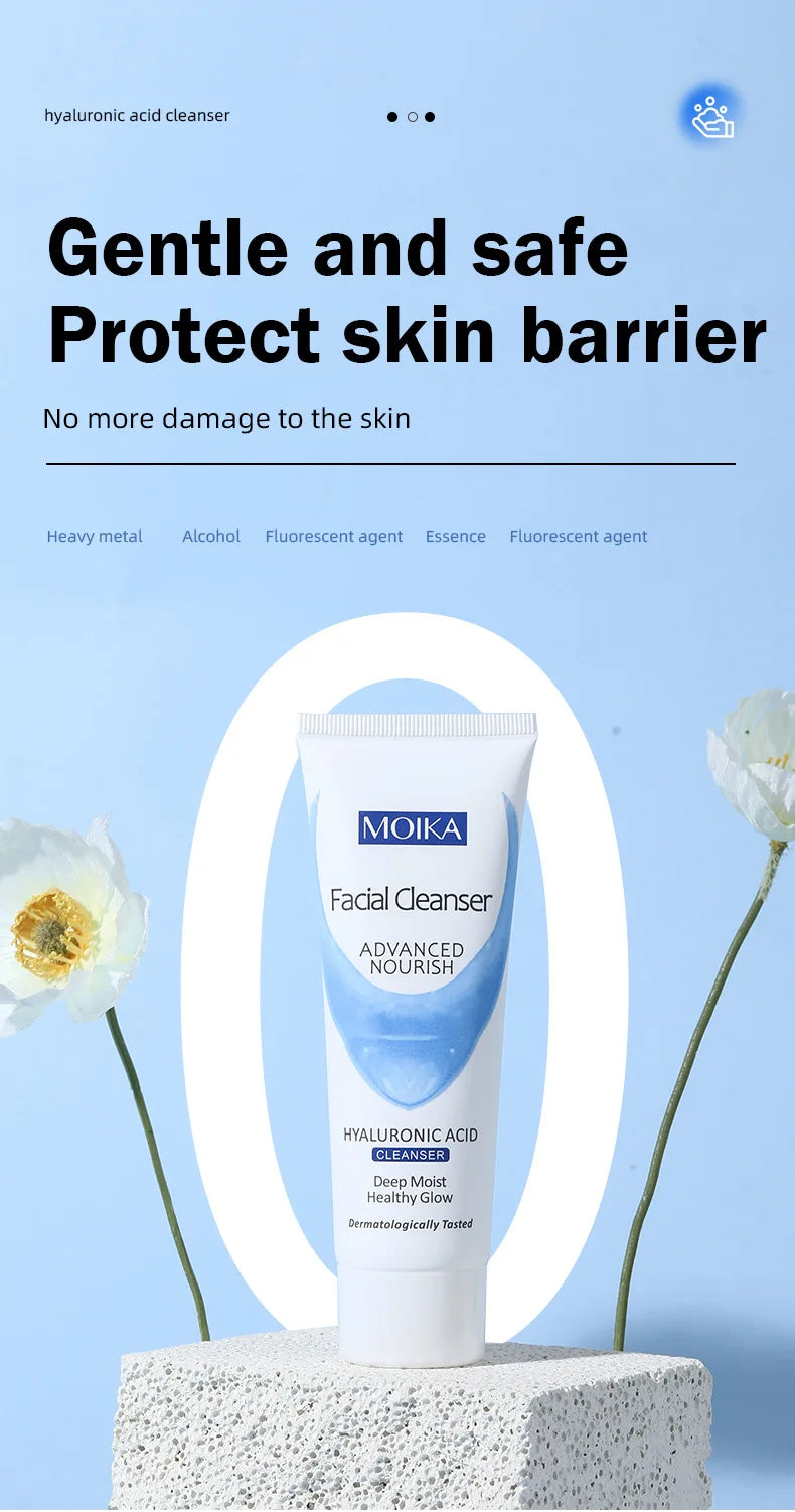 Hyaluronic Acid Facial Cleanser Moisturizing Oil Control Cleansing Face Wash Exfoliating Deep Remove Facial Cleanser Skin Care