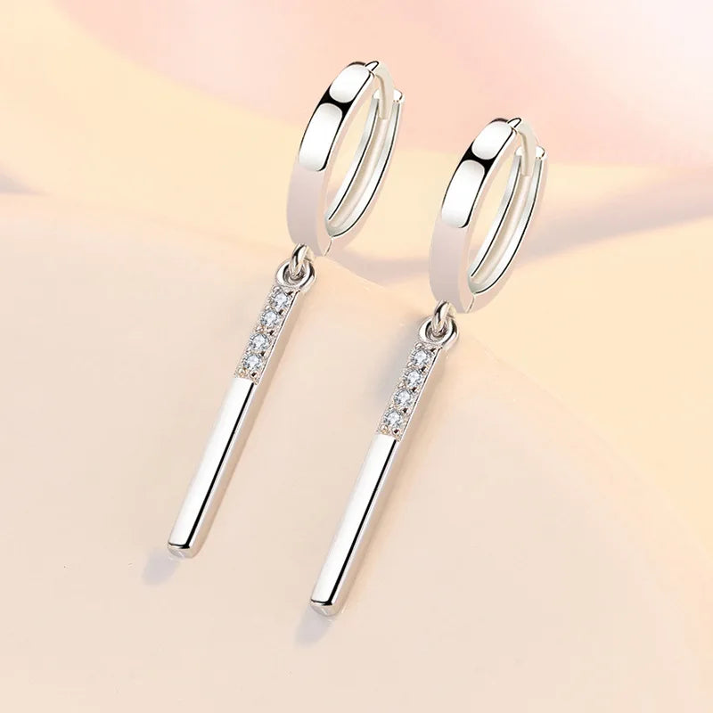 Fashion 925 Sterling Silver earrings For Women Simple Creative Small Stick Ear Buckle Jewelry Lady Anniversary Accessories Gifts