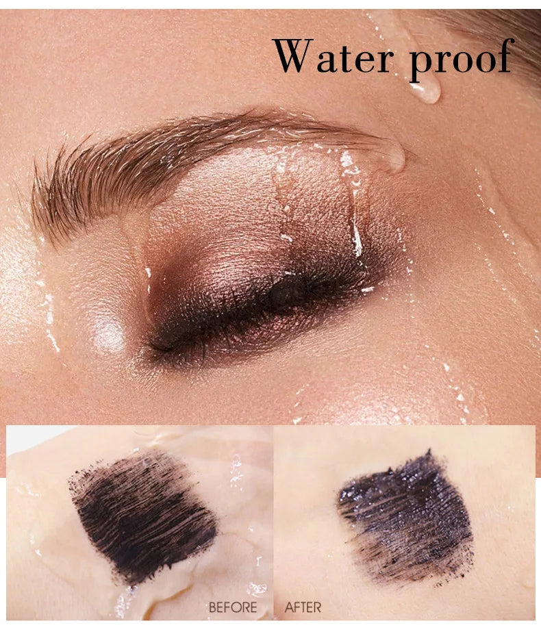 5D Mascara Waterproof Sweatproof Non Smudging Creates Dense Long Lashes With Silicone Brush Head For Base Laying