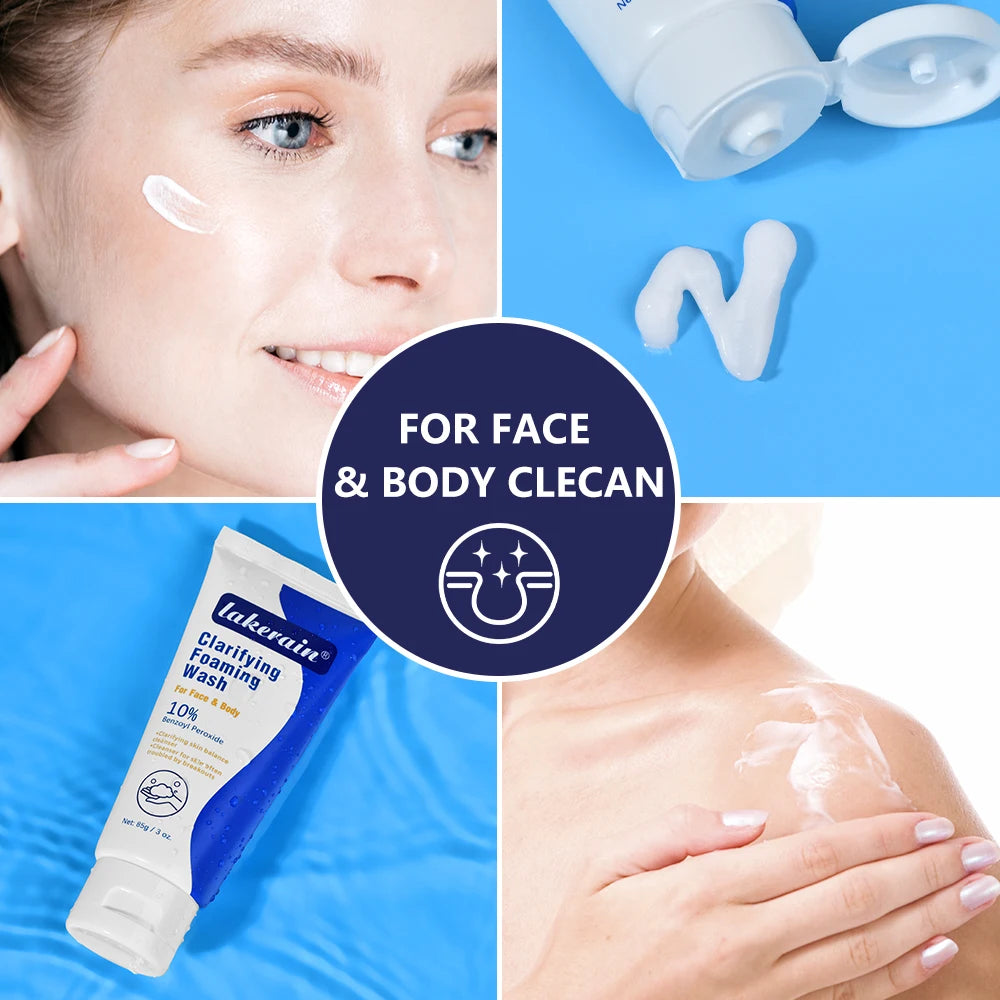 Lakerain Clarifying Foaming Wash 10% Benzoyl Peroxide Foaming Cleanser Acne Foaming Cleanser Target Breakouts Deep Clean Cream