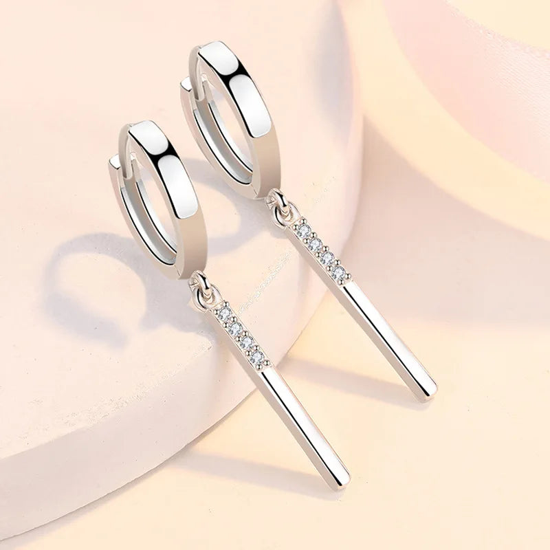 Fashion 925 Sterling Silver earrings For Women Simple Creative Small Stick Ear Buckle Jewelry Lady Anniversary Accessories Gifts