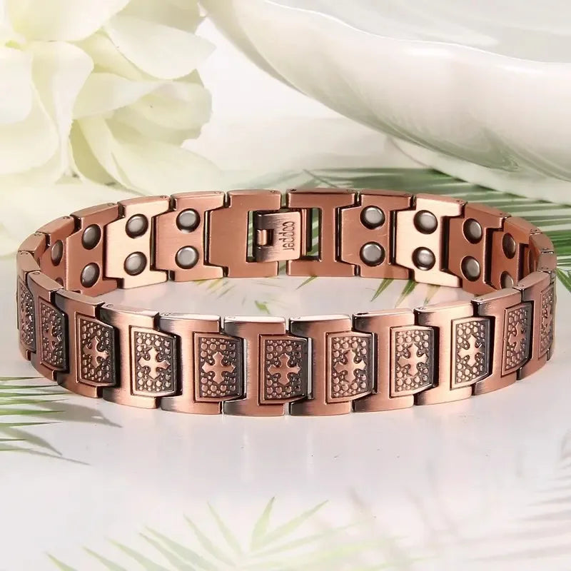Men's Copper Magnetic Bracelet Elegant 99.99% Solid Copper Bracelets with Double-Row Strong Magnets,Magnetic Jewelry