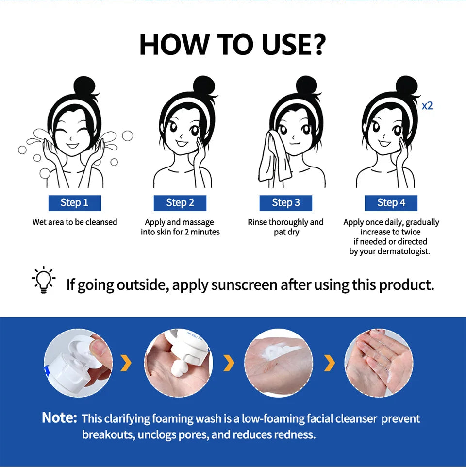 Lakerain Clarifying Foaming Wash 10% Benzoyl Peroxide Foaming Cleanser Acne Foaming Cleanser Target Breakouts Deep Clean Cream