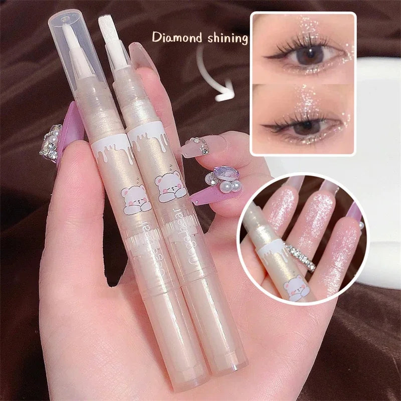 Waterproof Shiny Diamond Highlight Pen Eye Makeup Highlighter Long Lasting Pearl White Brighten Silkworm Shadow Liquid Highlight