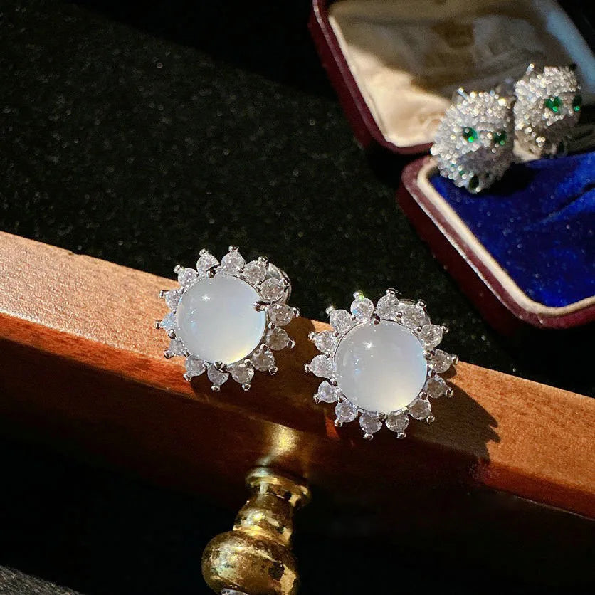 2023 Women Mojito zircon Little Cat Earrings Music Notes Dewdrop Mermaid Tears Pearl Flower Ring