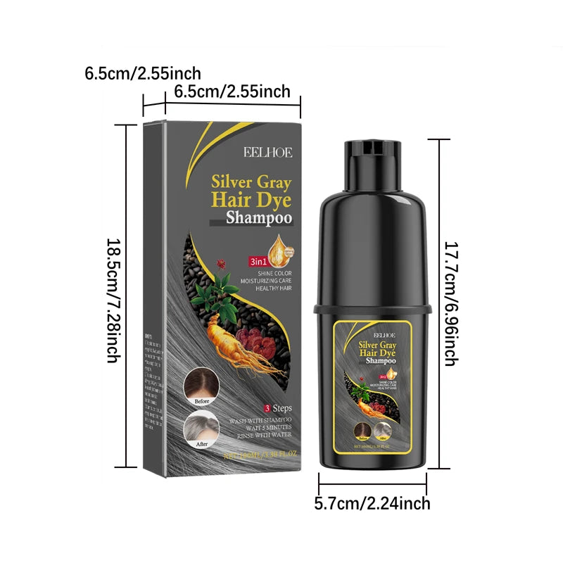 100ml Silvery Gray Hair Color Shampoo Gentle Herbal Moisturizing Cleansing & Nourishing Hair Care Oil Control Dye Shampoo