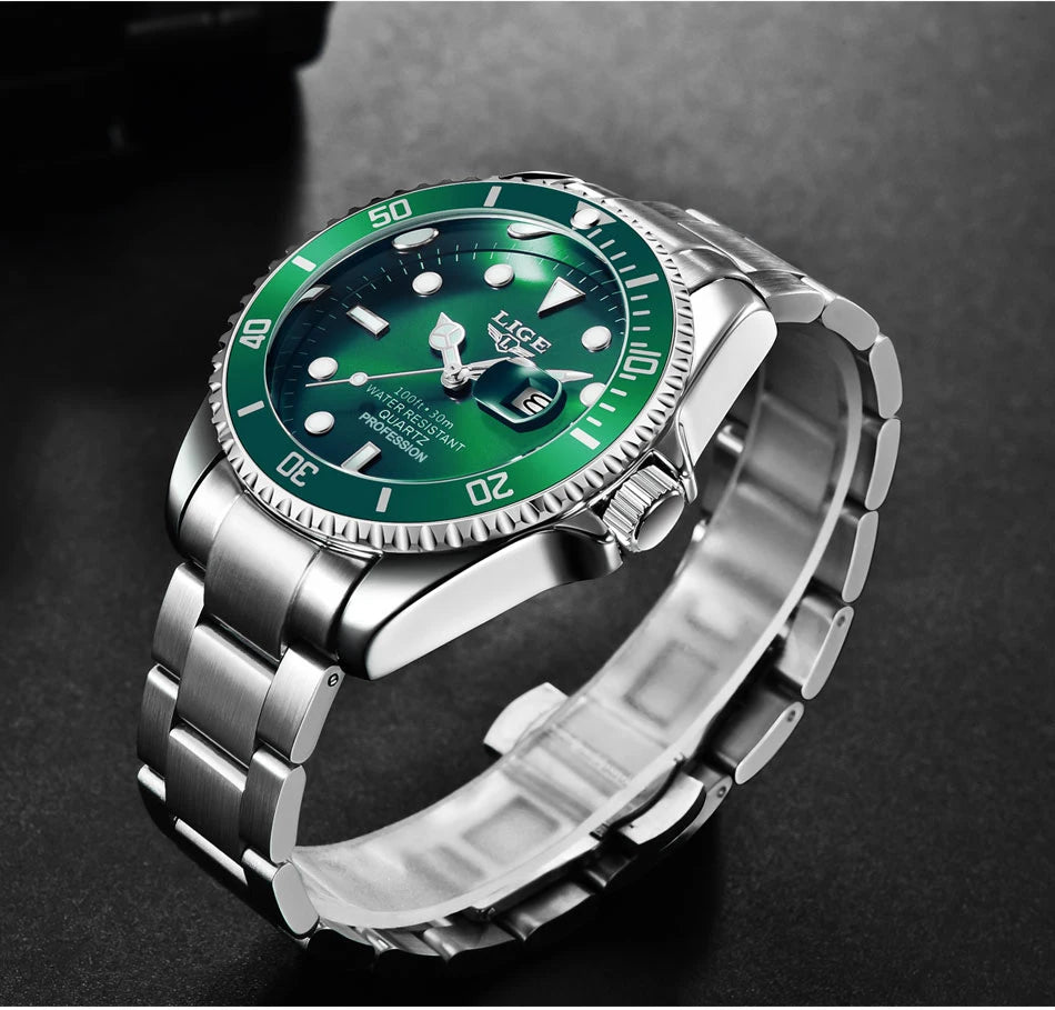 LIGE Top Luxury Watches For Men Fashion 30M Waterproof Luminous Date Quartz Wristwatches Casual Business Mens Watch Roloj Hombre