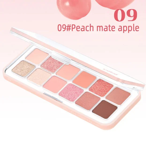 12 Colors Pink Eye Shadow Pallete Clear Glitter Pearl ,Girl Beginner Makeup Nude Eyeshadow Low Saturation Korean Cosmetics
