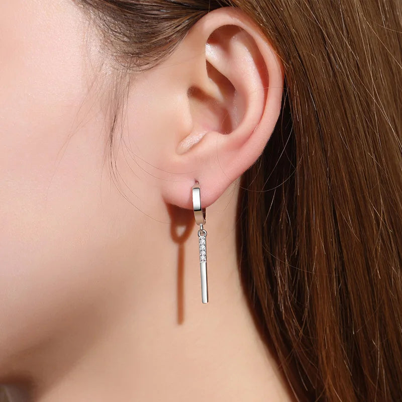 Fashion 925 Sterling Silver earrings For Women Simple Creative Small Stick Ear Buckle Jewelry Lady Anniversary Accessories Gifts