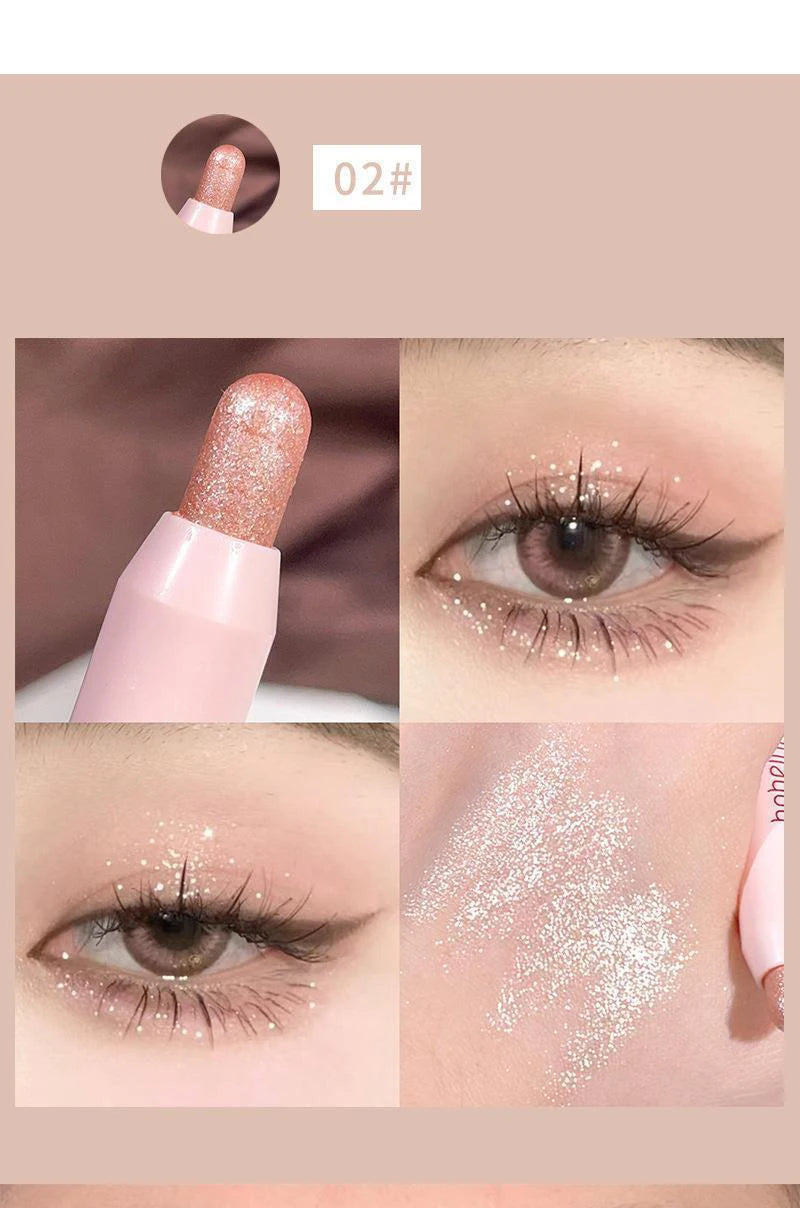 Glitter Eyeshadow Stick Diamond Eyes Makeup Highlighter Shadow Pen Long Lasting Rose Pink Silkworm Champagne Gold Liner Pencil