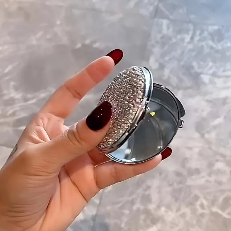 Makeup Mirror Luxury Diamond Portable Pocket Compact Mirror Women's Gifts Handheld Cosmetic Mirror with Magnification