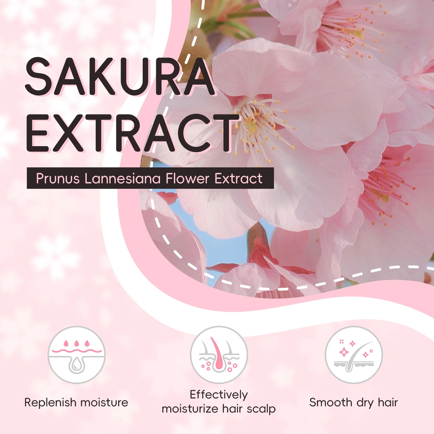 LAIKOU Sakura Shampoo Repair Anti Split Ends Smooth Frizz Dry Hair