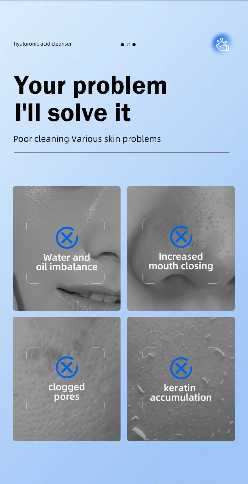 Hyaluronic Acid Facial Cleanser Moisturizing Oil Control Cleansing Face Wash Exfoliating Deep Remove Facial Cleanser Skin Care