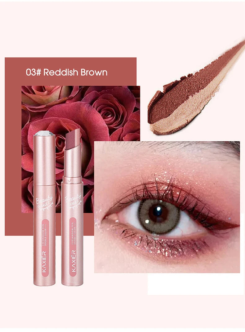 Gradient two-color eye shadow pen waterproof, sweat proof, not easy to smudge, pearlescent, fine shiny, lazy eye shadow s