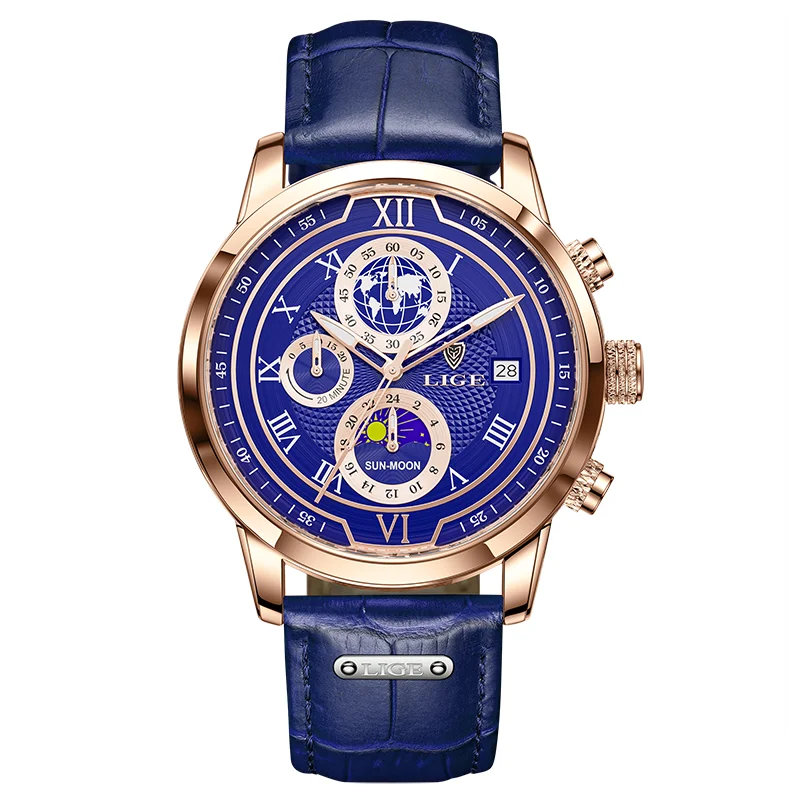LIGE Top Brand Luxury Watch for Men Business Casual Men's Watches Wristwatch Man Quartz Chronograph Waterproof Watches Clock New