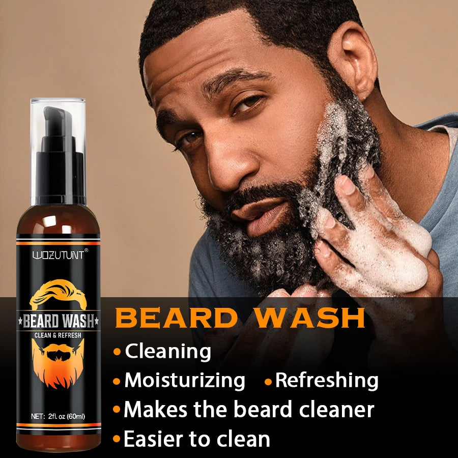 Facial Hair Care Product for Men Moustache Moisturize Grooming Spray Beard Wash Whisker Nourish Oil Softening Styling Beard Balm