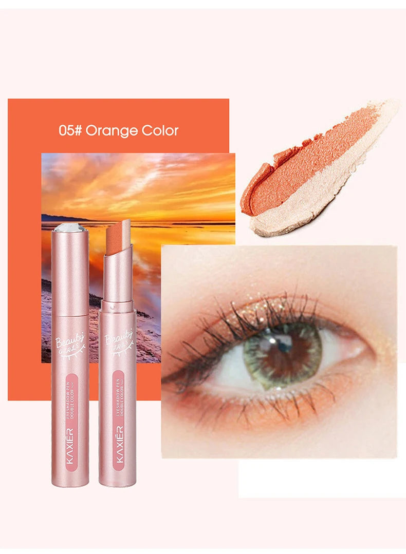Gradient two-color eye shadow pen waterproof, sweat proof, not easy to smudge, pearlescent, fine shiny, lazy eye shadow s