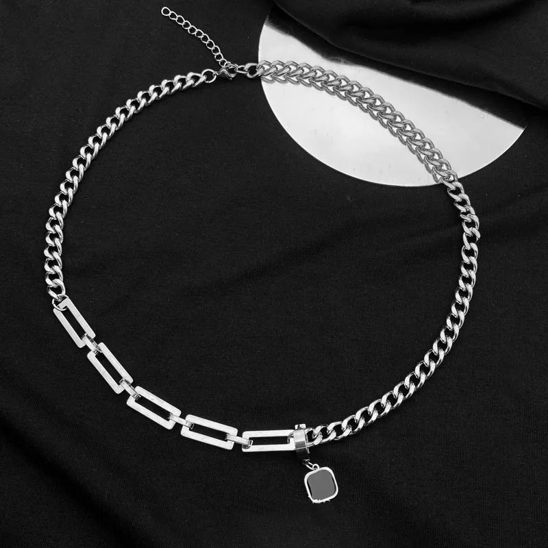 Stainless Steel Chains Rivet Choker Necklace for Men Hiphop Punk Neck Jewelry Short Collar Chain With Pendant Gothic Accessories