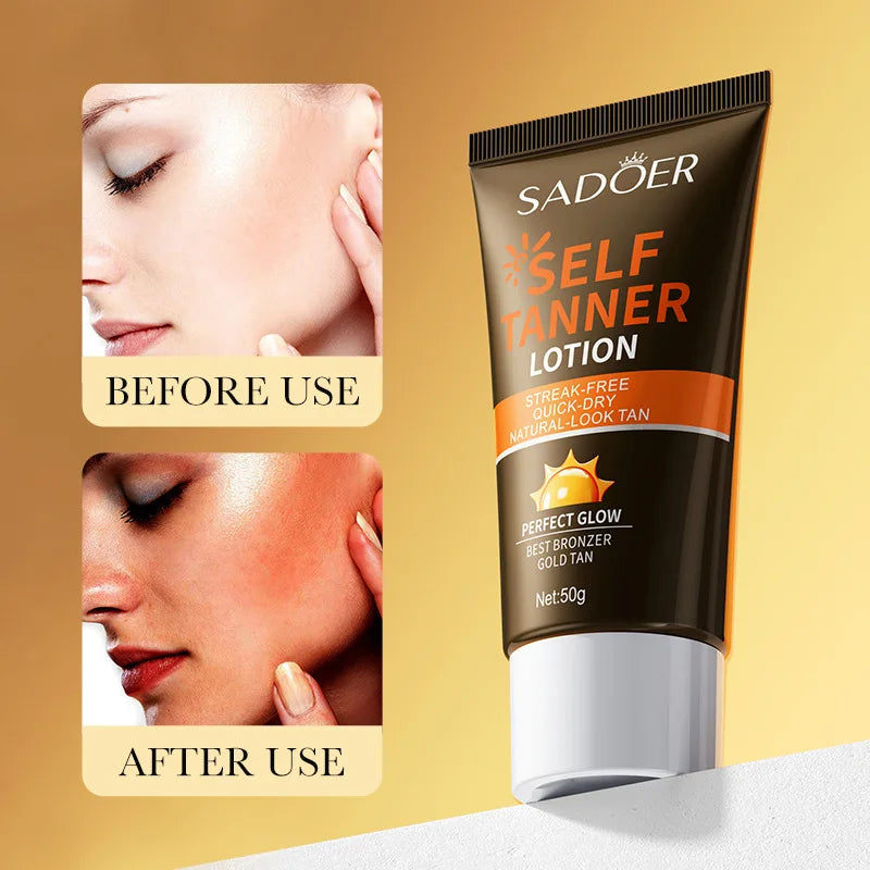 SADOER Body Self Tanners & Bronzer,Summer beach tanning cream darkening lotion,Facial Self Tanners & Bronzers lasting