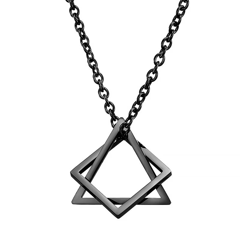 Mens Jewellery New Vintage Rectangle Pendant Necklace Men Width 3mm Stainless Steel Handmade Chain Necklace for Men Jewelry Gift