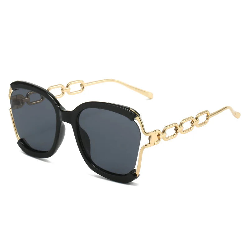 Luxury Square Sunglasses Women UV400 Retro Brand Chain Metal Frame Shades Summer Sun Glasses for Female