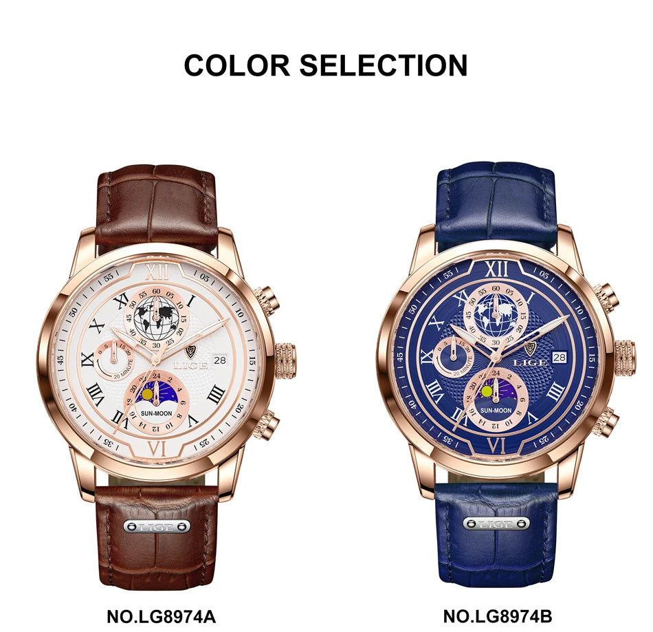 LIGE Top Brand Luxury Watch for Men Business Casual Men's Watches Wristwatch Man Quartz Chronograph Waterproof Watches Clock New