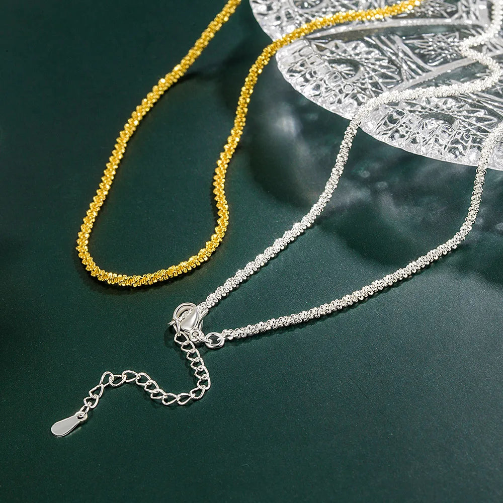 925 Sterling Silver Shiny Neck Chain Necklaces For Women Luxury Designer Jewelry Accessories Wholesale Items