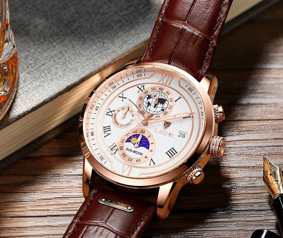 LIGE Top Brand Luxury Watch for Men Business Casual Men's Watches Wristwatch Man Quartz Chronograph Waterproof Watches Clock New