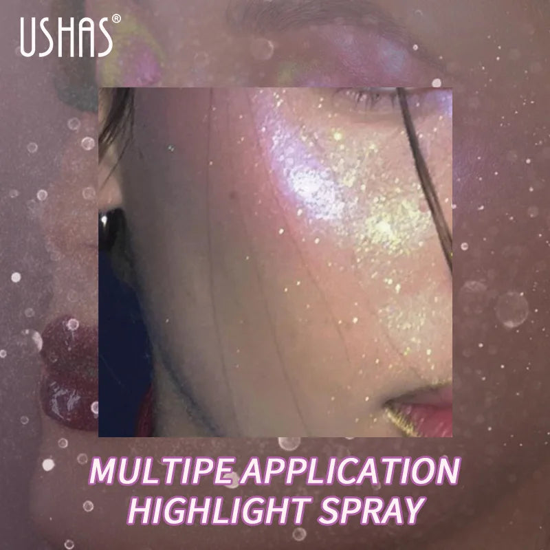 Liquid Highlight Spray Body Face Waterproof Shimmer High Gloss Illuminator Glitter Bronzer Longlasting Brightens Makeup