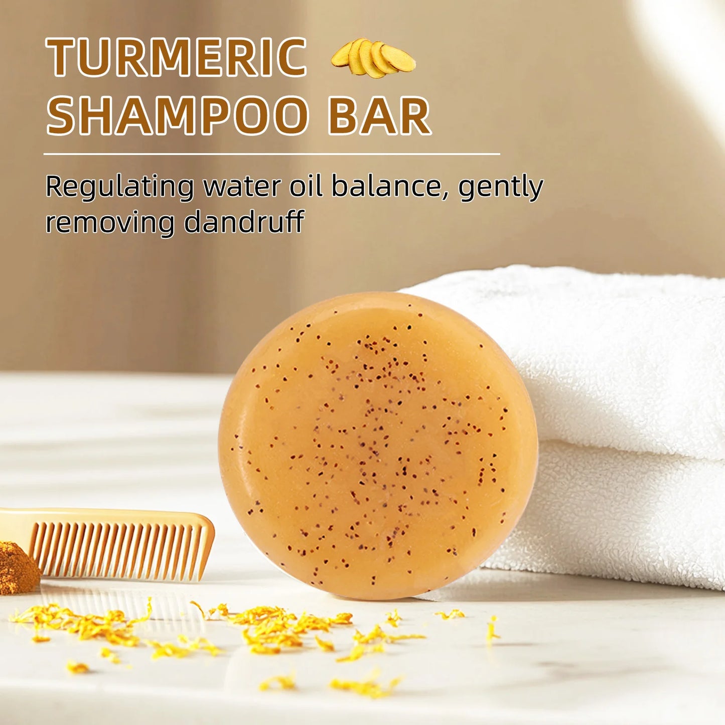 Natural TurmericShampoo Soap Reduce Hair Loss Clean Dandruff Nourish Moisturize Scalp Improve Hair Quality Hair Care Product 60g