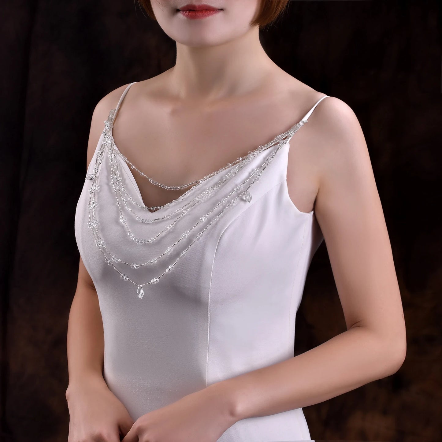 Jewelry Bride Wedding Accessories Crystal Tassel Pendant Necklace Women's Bolero Shawl Dress Shoulder Decoration SG04